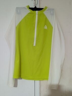 Reebok Lime Green & White Zip Rash Guard
